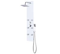Tidyard Colonna Doccia Set in Acciaio Inox e Vetro, Design Elegante, Doccia Multifunzione, 25x44,6x130 cm, Bianco