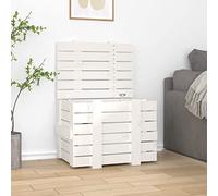 Tidyard Contenitore Portaoggetti,Contenitore Box,Baule Multiuso,Cassapanca Contenitore in Legno,Baule Contenitore da Interno,Cassapanca Baule in Legno Massello di Pino,Bianco 58x40,5x42 cm