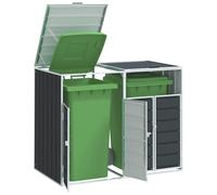 Tidyard Copribidone con Ruote per 2 Bidoni Antracite 144x81x113 cm in Acciaio, Contenitore per Rifiuti con Apertura Automatica per Esterno 4006177