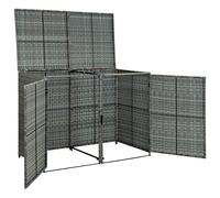 Tidyard Copribidone Rifiuti Doppio in Polyrattan,Copribidone per Spazzatura,Copri Bidone Rifiuti da Giardino Esterno,Copribidone da Esterno Doppio,Copribidoni Box Spazzatura Antracite 148x77x111cm