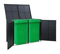 Tidyard Copribidone Rifiuti Doppio in Polyrattan,Copribidone per Spazzatura,Copri Bidone Rifiuti da Giardino Esterno,Copribidone da Esterno Doppio,Copribidoni Box Spazzatura Nero 148x80x111 cm