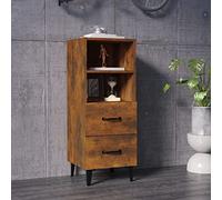 Tidyard Credenza,Armadietto,Mobiletto,con Cassetti e 2 Ripiani,Armadio Portaoggetti,Mobile Bagno Salvaspazio Armadio Bagno Cucina Ingresso,Armadio per Ufficio,Armadietto da Cucina Rovere Fumo Legno