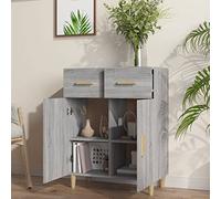 Tidyard Credenza con 2 Ante e 2 Cassetti Grigio Sonoma,Credenza Soggiorno Cucina,Mobile Credenza Cucina,Credenze e Buffet,Armadio da Cucina,Mobiletto Multiuso,Armadio con Ripiani 69,5x34x89 cm