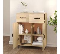 Tidyard Credenza con 2 Ante e 2 Cassetti Rovere Sonoma,Credenza Soggiorno Cucina,Mobile Credenza Cucina,Credenze e Buffet,Armadio da Cucina,Mobiletto Multiuso,Armadio con Ripiani 69,5x34x90 cm