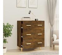 Tidyard Credenza con 3 Cassetti Rovere Fumo 70x34x90 cm, Comò e cassettiere in Legno Multistrato, Cassettiera Ufficio Cassettiera Camera da Letto, Soggiorno, Corridoio