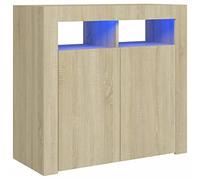 Tidyard Credenza con Luci LED,Mobile Credenza Cucina,Credenza Moderna,Mobiletto Multiuso,Credenze e Buffet,Armadio,Armadietto,Credenza da Buffet,Mobile da Soggiorno,Rovere Sonoma 80x35x75 cm