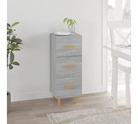 Tidyard Credenza Grigio Sonoma,Armadietto 3 cassetti,Armadietto,Mobile Bagno Salvaspazio Cassettiera Bagno Cucina Ingresso,Cassettiera da Ufficio,Armadietto da Cucina,Comò e Cassettiere,Legno Massello