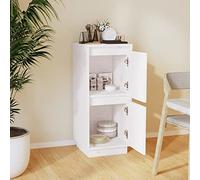 Tidyard Credenza in Legno,Mobiletto Laterale,Armadio con Ante,Credenze e Buffet,Credenza Cucina,Armadio da Cucina,Credenza Soggiorno,Mobiletto Multiuso,Armadietto,Comodino,Bianca 31,5x34x75 cm