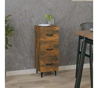 Tidyard Credenza Rovere Fumo,Armadietto 3 cassetti,Armadietto,Mobile Bagno Salvaspazio Cassettiera Bagno Cucina Ingresso,Cassettiera da Ufficio,Armadietto da Cucina,Comò e Cassettiere,Legno Massello