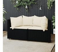 Tidyard Divani Angolari da Giardino con Cuscini 2pz in Polyrattan Nero,Divanetto,Divanetti per Esterno,2X Divani angolari,Design Modulare,Combinabile con Altri Segmenti Modulari