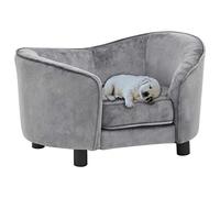 Tidyard Divano per Cani Peluche Pelliccia Cane Divano Lettino Divano Cornice in Legno Deluxe Pet Cat 69x49x40 cm Grigio
