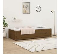 Tidyard Dormeuse in Legno, Divano Letto Singolo con Contenitore e Cassetti, 90x200 cm, Marrone Miele
