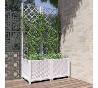 Tidyard Fioriera da Giardino con Graticcio,Fioriera con Traliccio,Fioriera con Spalliera Separè,Fioriera Grigliato da Esterno,Letto Rialzato,Grigliato,Fioriera da Esterno Bianco 80x40x136 cm PP