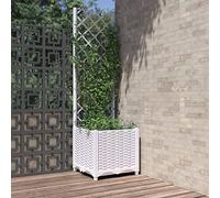 Tidyard Fioriera da Giardino con Graticcio,Fioriera con Traliccio,Fioriera con Spalliera Separè,Fioriera Grigliato da Esterno,Letto Rialzato,Grigliato,Fioriera da Esterno Bianco 40x40x136 cm PP