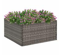 Tidyard Fioriera da Giardino Rettangolare/Quadrato,Vasi,Vaso Giardino,Fioriera da Esterno Grande,Vaso per Orto Rialzato,Letto Rialzato da Giardino,Fioriera in Polyrattan Grigio 80x80x40 cm