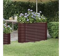 Tidyard Fioriera da Giardino Rialzata, Vaso Rettangolare per Piante in Acciaio da Balcone, Aiuola 114x40x68 cm Marrone