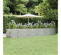 Tidyard Fioriera da Giardino,Vasi,Vaso Giardino,Fioriera da Esterno Grande,Vaso per Orto Rialzato,Letto Rialzato da Giardino,Fioriera in Metallo Acciaio Verniciato a Polvere 447x140x68 cm Argento