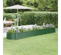 Tidyard Fioriera da Giardino,Vasi,Vaso Giardino,Fioriera da Esterno Grande,Vaso per Orto Rialzato,Letto Rialzato da Giardino,Fioriera in Metallo Acciaio Verniciato a Polvere 368x80x36 cm Verde