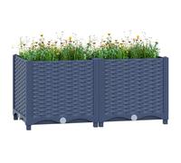 Tidyard Fioriera Rialzata, Fioriera per Balconi & Terrazze, Piante Interni ed Esterni - Effetto Rattan, Grigio Scuro, 80x40x38 cm in Polipropilene
