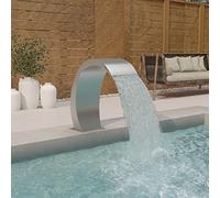 Tidyard Fontana Cascata da Giardino con Luce LED per Piscina e Laghetto in Acciaio Inossidabile, 22x60x70 cm