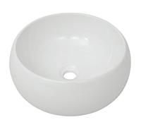 Tidyard Lavandino Tondo in Ceramica, Lavabo Bagno da Appoggio, Design Moderno, Bianca 40 x 16 cm