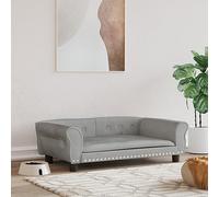 Tidyard Lettino per Cani,Divano Imbottito per Cani,Divano per Animali Domestici,Lettini per Cani,Lettino per Animali,con Braccioli e Schienale,Grigio Chiaro 95x55x30 cm in Velluto