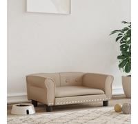 Tidyard Lettino per Cani,Divano Imbottito per Cani,Divano per Animali Domestici,Lettini per Cani,Lettino per Animali,con Braccioli e Schienale,Cappuccino 70x45x30 cm in Similpelle