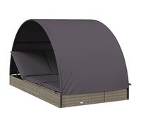 Tidyard Lettino Prendisole con Tetto,Lettino Prendisole Matrimoniale/Singolo,Lettino Prendisole con Tettuccio,Sedia Sdraio da Piscina,Lettino da Spiaggia,Tetto e Schienale Regolabile,Grigio Polyrattan