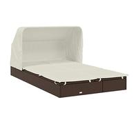 Tidyard Lettino Prendisole con Tetto, Lettino Prendisole Matrimoniale/Singolo, Tetto e Schienale Regolabile, Marrone