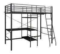 Tidyard Letto a castello, con tavolino nero in metallo 90x200 cm, per camera da letto