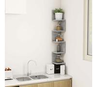 Tidyard Mensole a Muro Angolari Grigio Cemento 20x20x127,5 cm in Truciolato,Scaffale Angolare a Parete,Mensole Angolari da Parete,Mensola ad Angolo,Mensole da Muro,Mensola da Parete