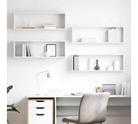 Tidyard Mensole Parete a Cubo 4pz Bianco 80x15x26,5cm Legno Multistrato, Scaffali Cubo per Libri e Decorazioni 807107