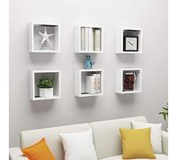 Tidyard Mensole Parete a Cubo 6 pz Bianco 30x15x30 cm,Mesole da Muro Design Moderne,Set Mensole da Parete,Set di 6 Cubi da Parete,Mensola per Camerette Scaffale da Parete