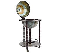 Tidyard Mini Bar,Cantinetta Bar,a Globo Portavini,con Supporto in Legno Eucalipto, 47x47x88 cm,Carrello Cucina Legno,Minibar,Portavini,Carrello Bar,Carrello liquori,Porta liquori