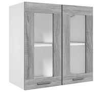 Tidyard Mobile Pensile Angolare in Vetro,Armadio da Cucina,Mobile da Cucina Salvaspazio,Mobili Cucina Componibili,Mobile Base/Pensile per Cucina,Armadietti da Cucina Grigio Sonoma 60x31x60 cm Legno