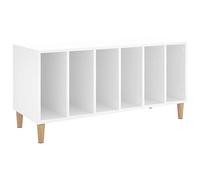 Tidyard Mobile Porta Dischi,Armadietto Porta CD,Supporto per Giradischi,Mobiletto Multiuso,Mobili Soggiorno,Libreria per Soggiorno,Armadio di Stoccaggio,Bianco 100x38x48 cm in Legno Multistrato