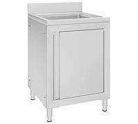Tidyard Mobiletto da Cucina Ristorante con Lavandino Lavello Vasca Singola in Acciaio Inox,Lavdllo Lavandino da Cucina con Vasca Singola in Acciaio Inox,Lavello Lavandino Acciaio Inox 60x60x96 cm