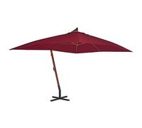 Tidyard Ombrellone,Parasole,a Sbalzo,Rosso,Palo,in Legno,300x400 cm,3x4 m,Ombrellone da Sole,Decentrato,Ombrellone da Giardino,Ombrellone da Esterno,Patio,Terrazzo,Piscina,Spiaggia,Mare