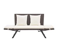 Tidyard Panca da Giardino Esterno 2 Posti in Rattan,Lettino da Giardino Reclinabile 2 in 1 in Polyrattan Marrone,Sedia a Sdraio da Giardino Reclinabile in Rattan (130-176) x 70 x 80 cm