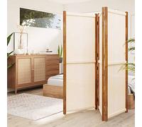 Tidyard Paravento a 3 Pannelli, Divisorio Separè, Divisore Pieghevole in Legno, Separé Divisorio Interno, Paravento da Interni/Balcone, Protezione della Privacy, Bianco Crema 210x180 cm