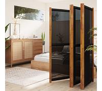 Tidyard Paravento a 5 Pannelli, Divisorio Separè, Divisore Pieghevole in Legno, Separé Divisorio Interno, Paravento da Interni/Balcone, Protezione della Privacy, Nero 350x180 cm