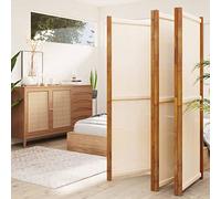 Tidyard Paravento a 5 Pannelli, Divisorio Separè, Divisore Pieghevole in Legno, Separé Divisorio Interno, Paravento da Interni/Balcone, Protezione della Privacy, Bianco Crema 350x180 cm