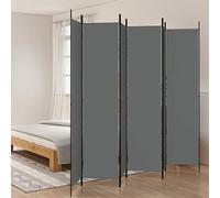 Tidyard Paravento,Divisorio,a 6 Pannelli,Pieghevole,in Tessuto Marrone e Acciaio,300x220 cm,Separè per Interni,Paravento Separé,Divisorio Interno,Separe divisorio Interno