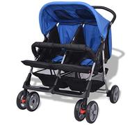 Tidyard Passeggino Carrozzina Gemellare Bimbini Pieghevole in Acciaio,Carrozzina Gemellare Pieghevole,Passeggino Doppio,Passeggino Pieghevole,Carrozzina Doppio 93x68x103 cm Carico 2x15 kg