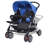 Tidyard Passeggino Gemellare Pieghevole in Acciaio Rosso/Blu/Grigio e Nero,Carrozzina Gemellare Pieghevole,Passeggino Doppio,Passeggino Pieghevole,Carrozzina Doppio,Carico 93x68x103 cm 2x15 kg