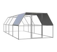 Tidyard Pollaio da Esterno in Acciaio Zincato, Voliera 3x8x2 m, Gabbia per Polli, da Giardino, in Metallo, per Galline, Grande