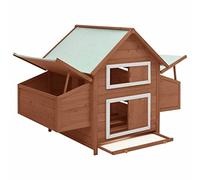 Tidyard Pollaio,Pollaio in Legno,Pollaio da Giardino,Gabbia per Galline,Gabbia per Polli da Esterno,Pollaio per Galline,Pollaio Multiuso,Moca e Bianco 152 x 96 x 110 cm in Legno Massello di Abete
