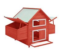 Tidyard Pollaio,Pollaio in Legno,Pollaio da Giardino,Gabbia per Galline,Gabbia per Polli da Esterno,Pollaio per Galline,Pollaio Multiuso,Rosso e Bianco 152x96x110 cm in Legno Massello di Abete