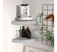 Tidyard Scaffale Angolare a Parete 2 pz,Mensola da Muro Angolare,Mensola Angolare in MDF,Mensole da Angolo,Ripiani da Muro Decorazione per Camerette,Soggiorno,Bagno Grigio 25x25x3,8 cm