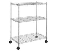 Tidyard Scaffale con Ruote, Scaffale a Rete per Cucina, Carrellino Salvaspazio, 60x35x81 cm/90x35x142 cm/75x35x155 cm, Struttura in Ferro Cromato, for Casa, Ufficio, Garage